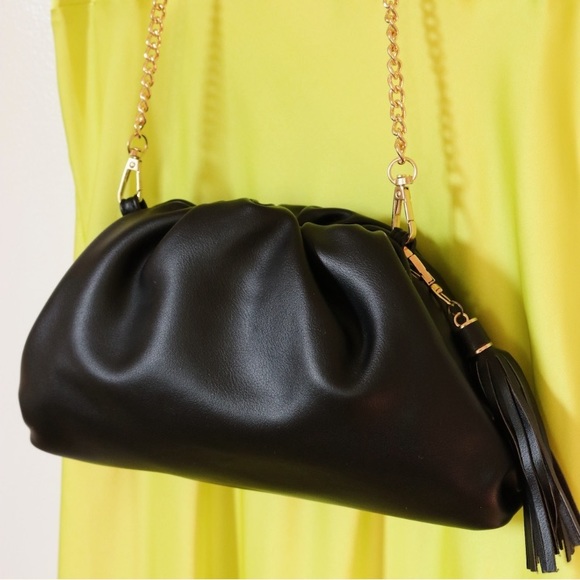 Understated Vegan Leather Crescent Clutch - Picture 1 of 7